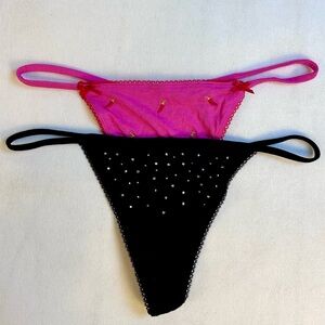 NWT Victorias Secret Bundle of 2 String Thong Panties / Rhinestones / XL